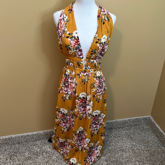 🪁 Grade & Gather Halter Maxi Floral Sun Dress - Picture 1 of 4